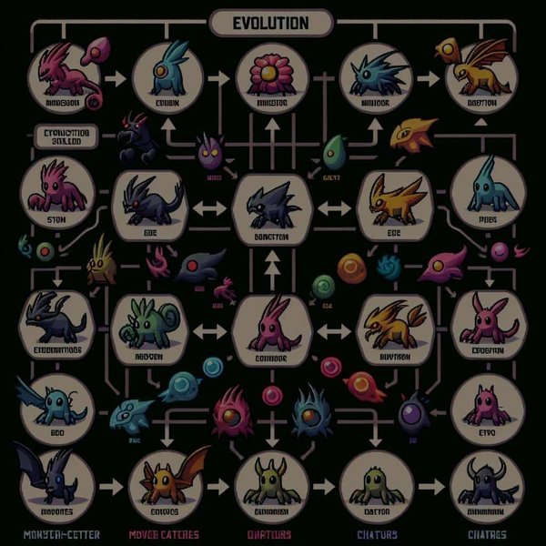 Quels facteurs considérer lors de la création d'un système d'évolution de créatures dans un jeu de type 'monster-catcher'?